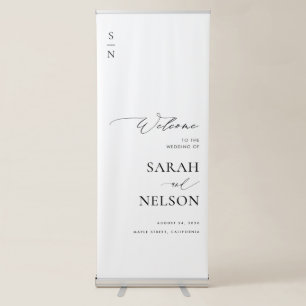 Modern Elegant Script Wedding Welcome Retractable Banner