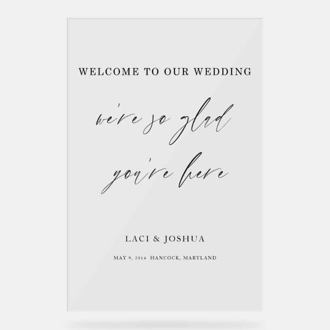 Modern Elegant Script Wedding Welcome Sign  (Front)