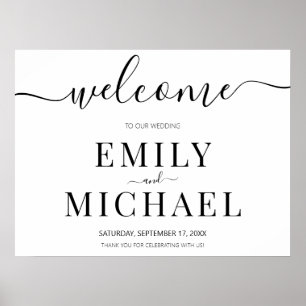 Modern Elegant Script Wedding Welcome Sign