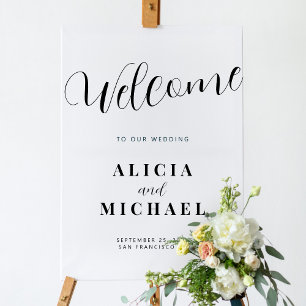 Modern elegant script wedding welcome sign poster
