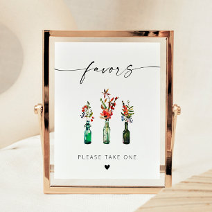 Modern Elegant Script Wildflowers Favours Poster