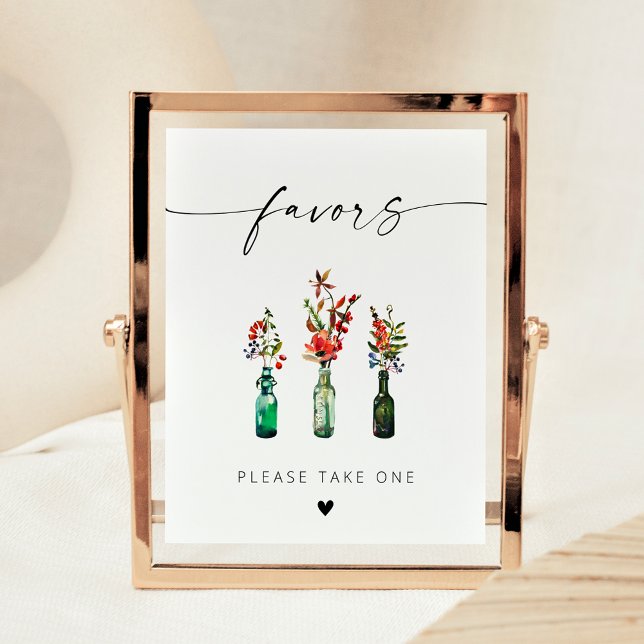 Modern Elegant Script Wildflowers Favours Poster (Creator Uploaded)