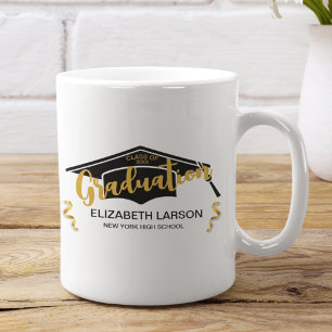 Modern Elegant Senior Golden Black Coffee Mug