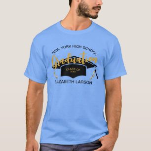 Modern Elegant Senior Golden Black T-Shirt