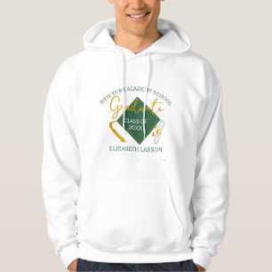 Modern Elegant Senior Green Themed Graduation Hoodie