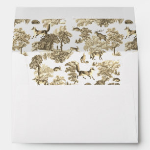Modern Elegant Sepia Beige Deer Fox Country Toile Envelope