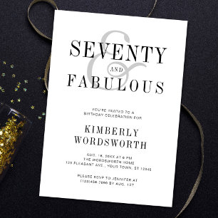 Modern Elegant Seventy and Fabulous 70th Birthday Invitation