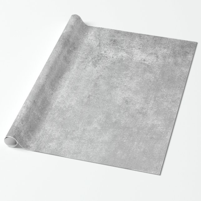 Modern Elegant Shiny Metallic Silver Grey Texture Wrapping Paper (Unrolled)