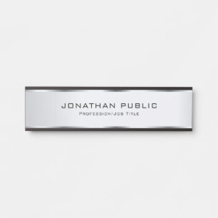 Modern Elegant Silver Customisable Template Door Sign