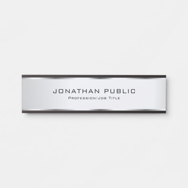Modern Elegant Silver Customisable Template Door Sign (Front)