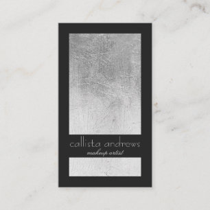 Modern Elegant Silver Foil Black Colour Block Business Card