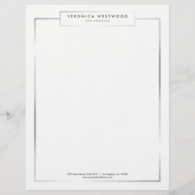 Modern Elegant Silver Framed Letterhead (Front)