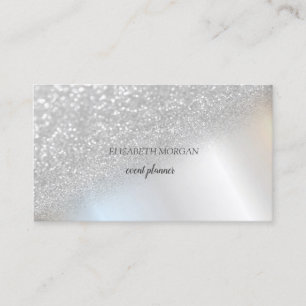 Modern Elegant  Silver Glitter Bokeh Ombre Business Card