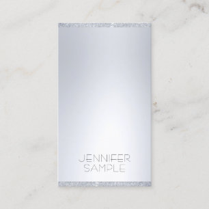 Modern Elegant Silver Glitter Simple Professional Business Card
