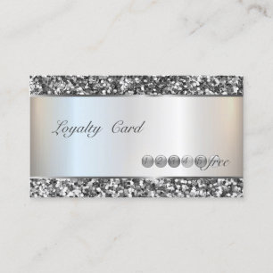 Modern Elegant,Silver Glitter Striped Loyalty Card
