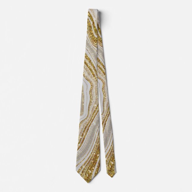 Modern Elegant Silver Gold Wedding/Business Tie (Front)