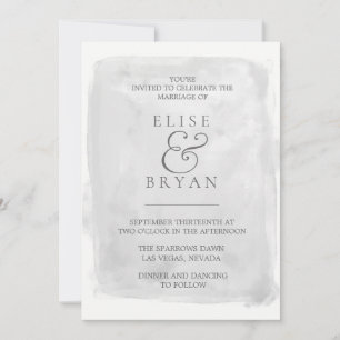 Modern Elegant Silver Grey Paint Splash Wedding Invitation