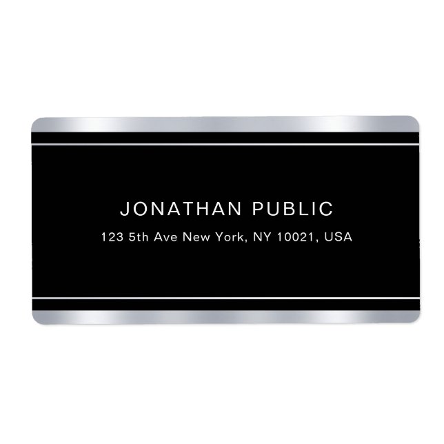 Modern Elegant Silver Look Black Template Glamour (Front)