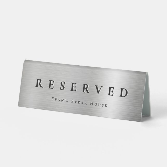 Modern Elegant Silver Metal Simple Clean Reserved (Front)