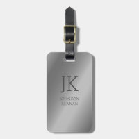 Modern Elegant Silver Metallic monogrammed Name