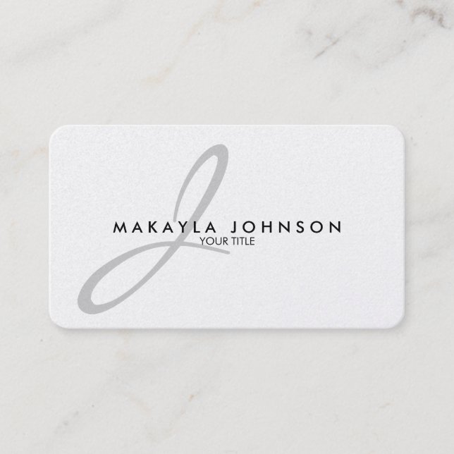 Modern & Elegant Silver Monogram Professional Business Card (Front)