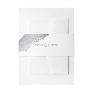 Modern Elegant Silver Paint Wedding Belly Band Invitation Belly Band