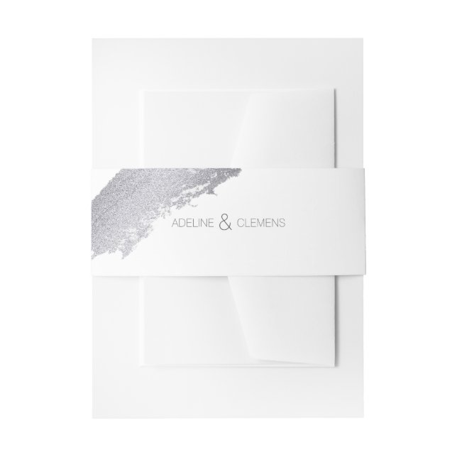 Modern Elegant Silver Paint Wedding Belly Band Invitation Belly Band (Front Example)
