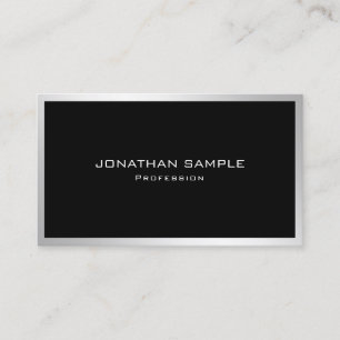Modern Elegant Silver Professional Simple Plain Business Card