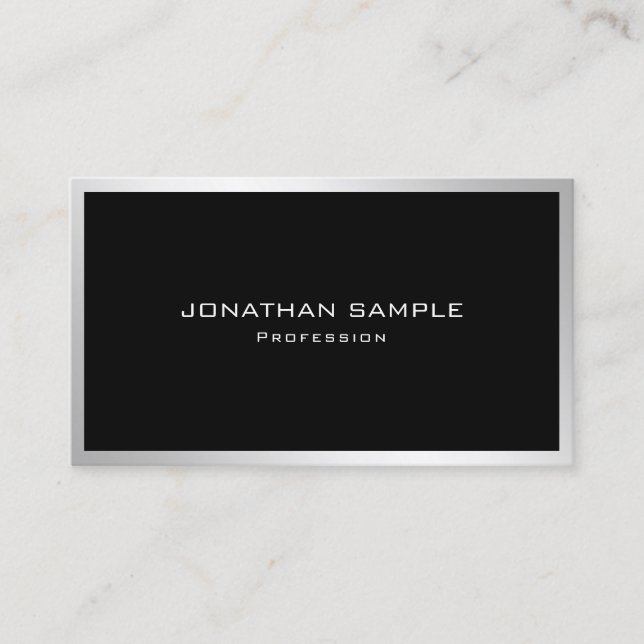Modern Elegant Silver Professional Simple Plain Business Card (Front)