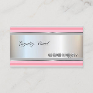 Modern Elegant,Silver,Striped Loyalty Card