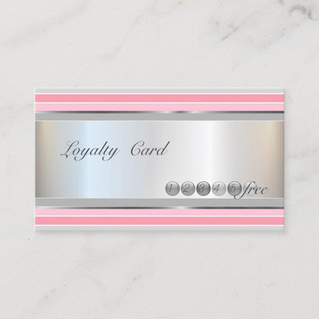 Modern Elegant,Silver,Striped Loyalty Card (Front)