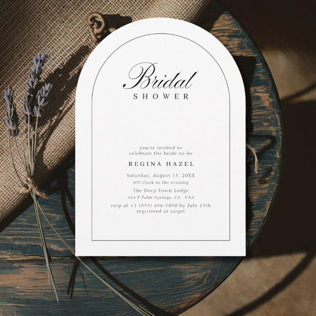 Modern Elegant Simple Arch Bridal Shower Photo Invitation (Creator Uploaded)