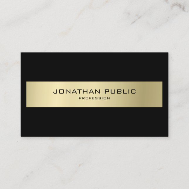 Modern Elegant Simple Black & Gold Semi Gloss Best Business Card (Front)