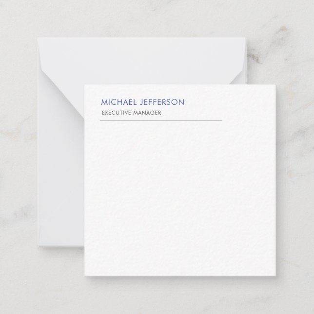 Modern Elegant Simple Blue White Card (Front)