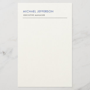 Modern Elegant Simple Blue White Stationery