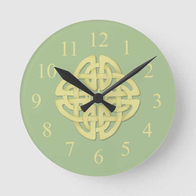 Modern Elegant Simple Celtic Minimalist Art Design Round Clock (Front)