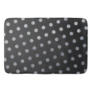 Modern Elegant Simple Charcoal Silver Polka Dots Bath Mat