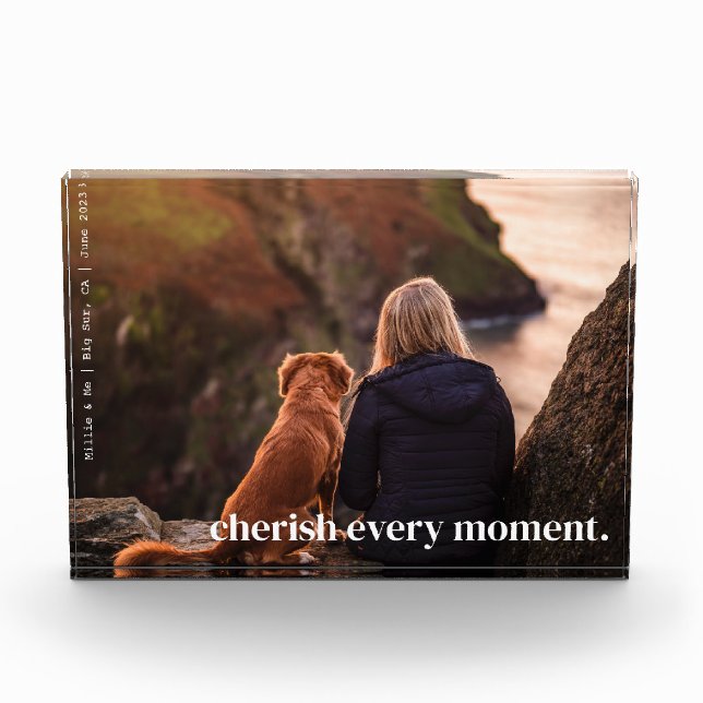 Modern Elegant Simple Cherish Memory Custom Photo Block (Front)
