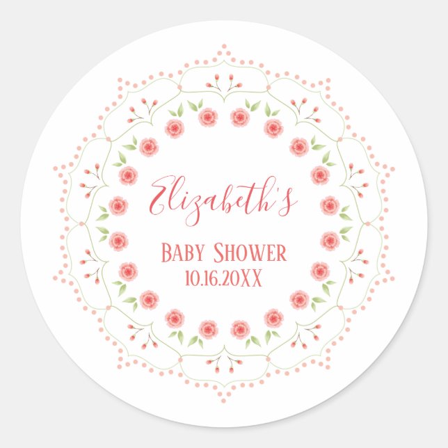 Modern Elegant Simple Chic Blush Pink Mandala Classic Round Sticker (Front)
