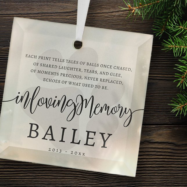 Modern Elegant Simple Chic Paw Pet Memorial Glass Tree Decoration (Creator Uploaded)