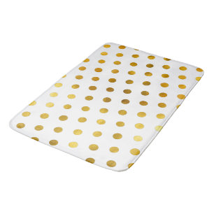 Modern Elegant Simple Classy White Gold Polka Dots Bath Mat