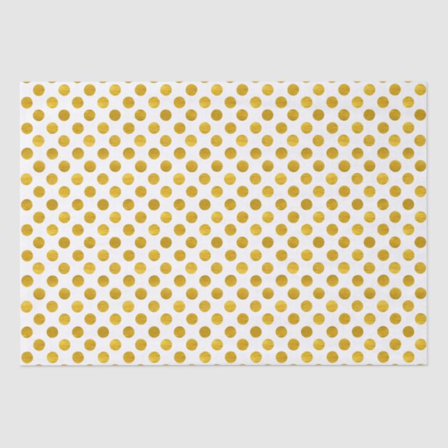 Modern Elegant Simple Classy White Gold Polka Dots Tissue Paper (Front)