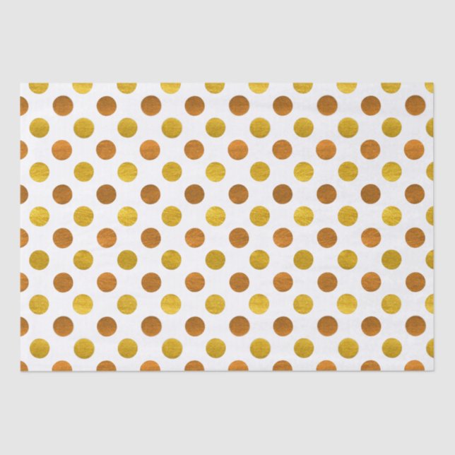 Modern Elegant Simple Classy White Gold Polka Dots Tissue Paper (Front)