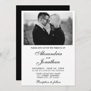 Modern Elegant Simple Couple Photo Wedding BxW Invitation
