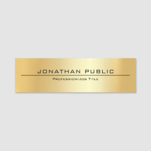 Modern Elegant Simple Design Faux Gold Template Name Tag