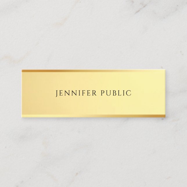 Modern Elegant Simple Design Glamour Gold Template Mini Business Card (Front)