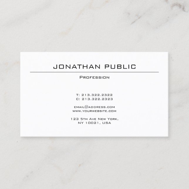 Modern Elegant Simple Design Professional Plain Business Card (Front)