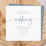 Modern elegant simple dusty blue wedding script invitation<br><div class="desc">Modern elegant simple dusty blue wedding script</div>