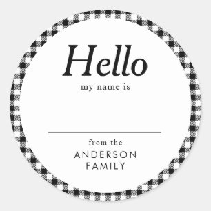 Modern Elegant Simple Family Reunion Name  Classic Round Sticker