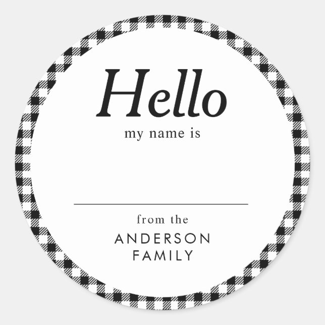 Modern Elegant Simple Family Reunion Name  Classic Round Sticker (Front)